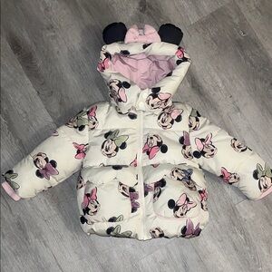 Disney Minnie Mouse Kids Puffer Jacket - Cream, Pink, Black